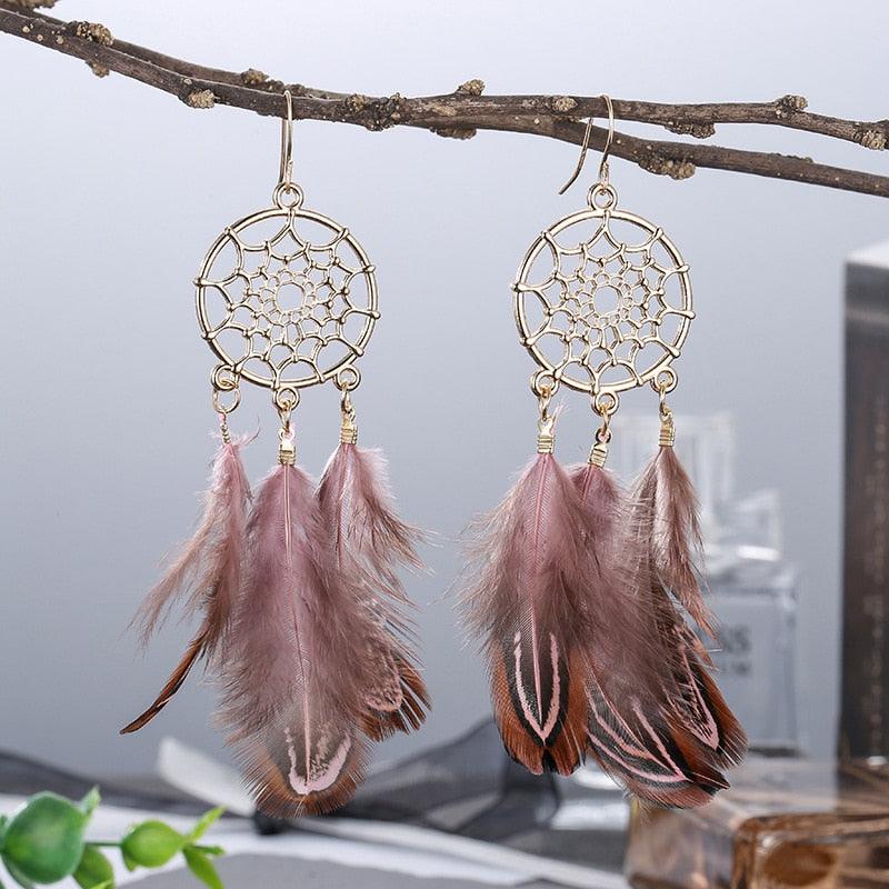 Boho Feather Tassel Earrings Earrings - The Burner Shop