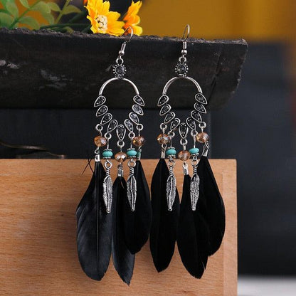 Boho Feather Tassel Earrings Earrings - The Burner Shop
