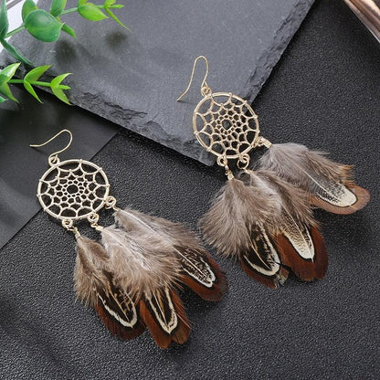 Boho Feather Tassel Earrings Earrings - The Burner Shop