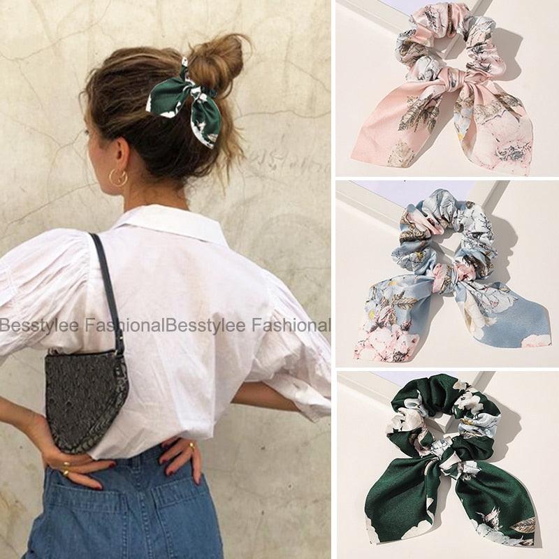 Boho Floral Bowknot Hair Ties Hair Tie - The Burner Shop