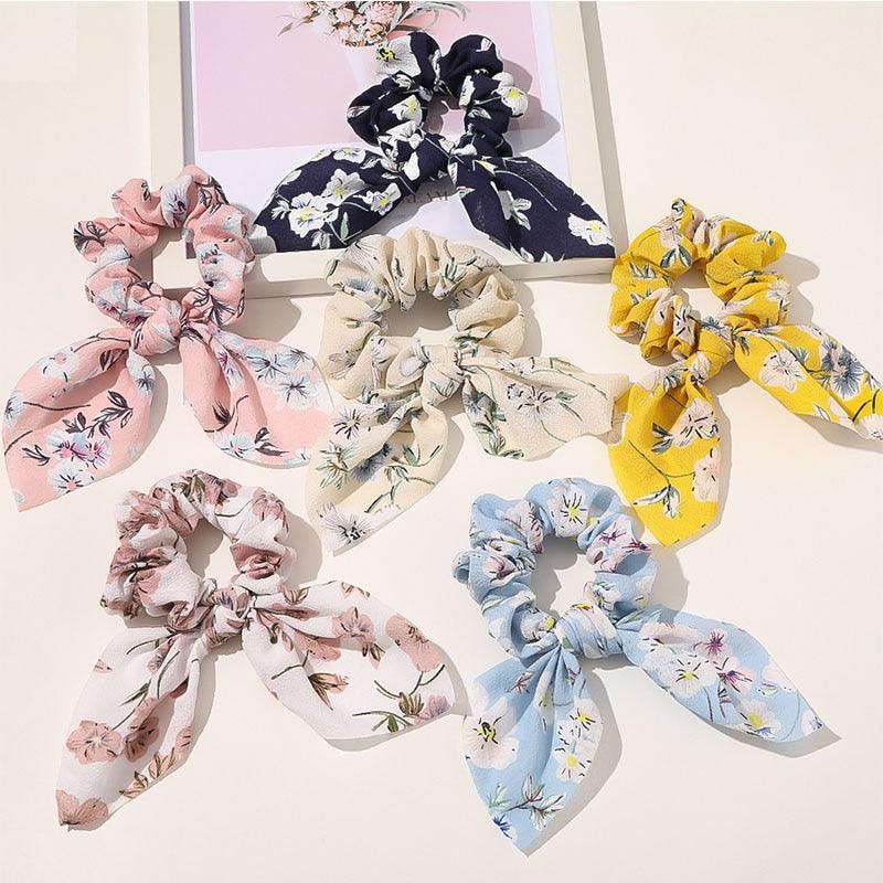 Boho Floral Bowknot Hair Ties Hair Tie - The Burner Shop