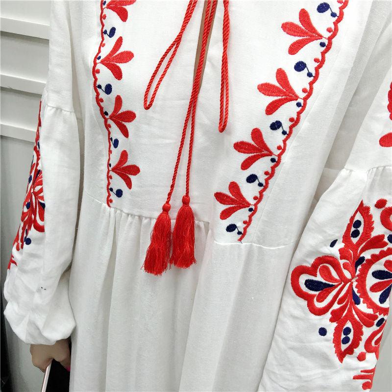 Boho Floral Embroidery Beach Dress dresses - The Burner Shop