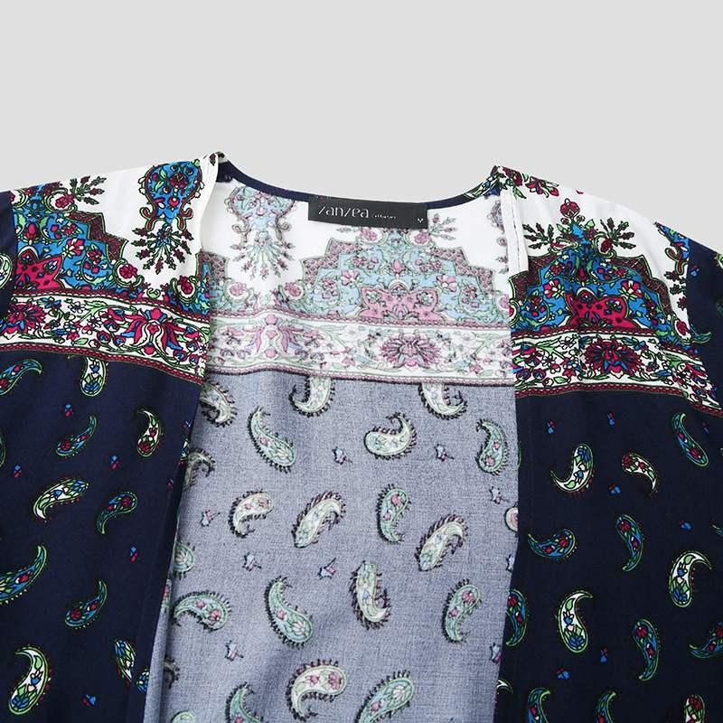 Boho Floral Long Loose Cardigan Cardigans - The Burner Shop