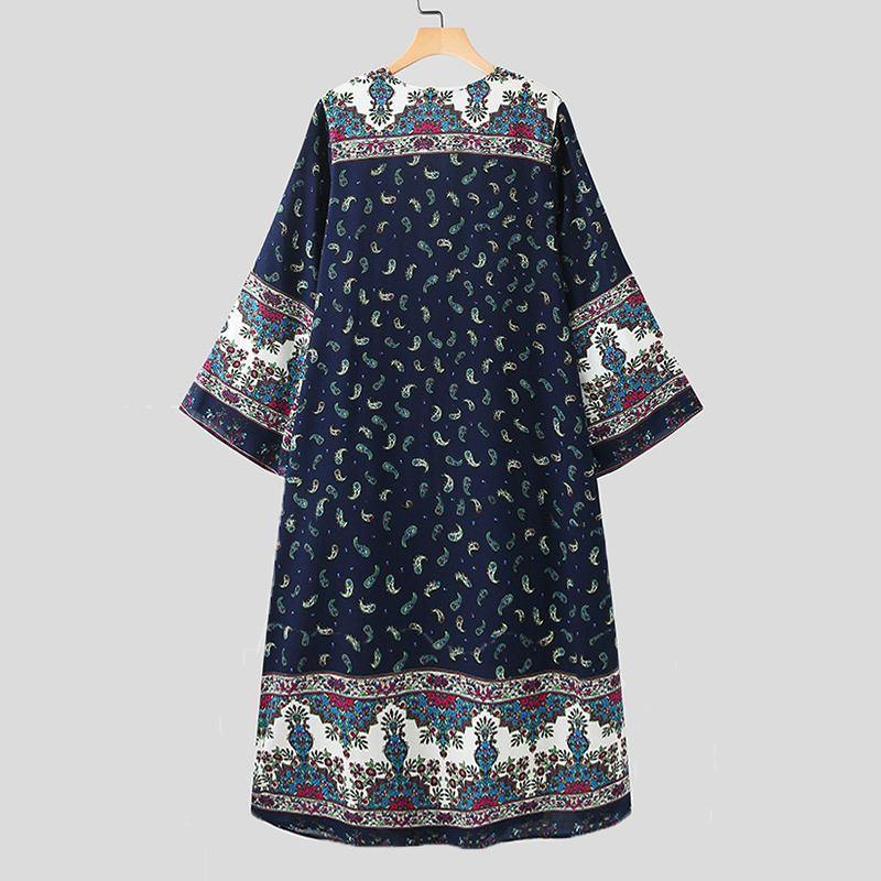 Boho Floral Long Loose Cardigan Cardigans - The Burner Shop