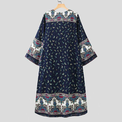 Boho Floral Long Loose Cardigan Cardigans - The Burner Shop