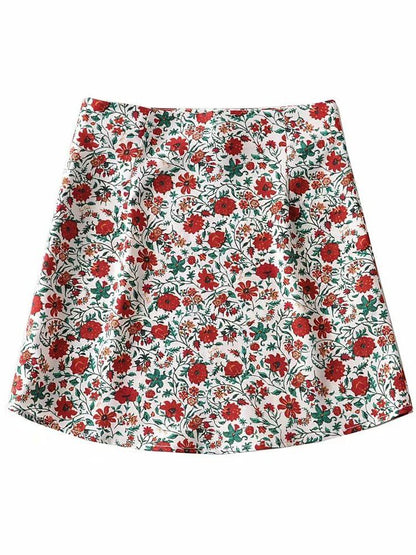 Boho Floral Print Mini Skirt Skirts - The Burner Shop