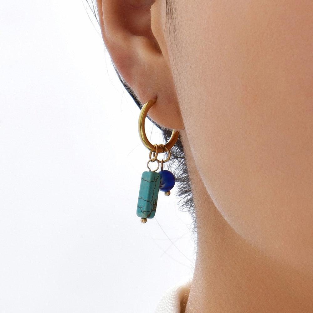 Boho Handmade Natural Stone Bead Earrings Earrings - The Burner Shop