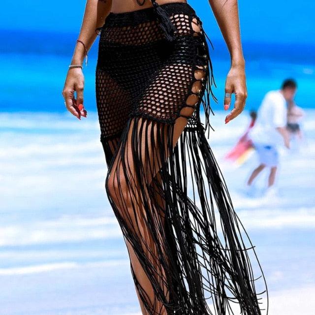 Boho Hollow Out Skirt with Tassels Skirts - The Burner Shop