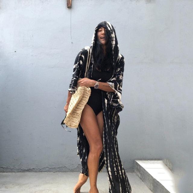 Boho Hooded Batwing Sleeve Cardigan Cardigans - The Burner Shop