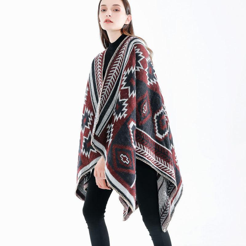 Boho Hooded Coat Cape Poncho Ponchos - The Burner Shop