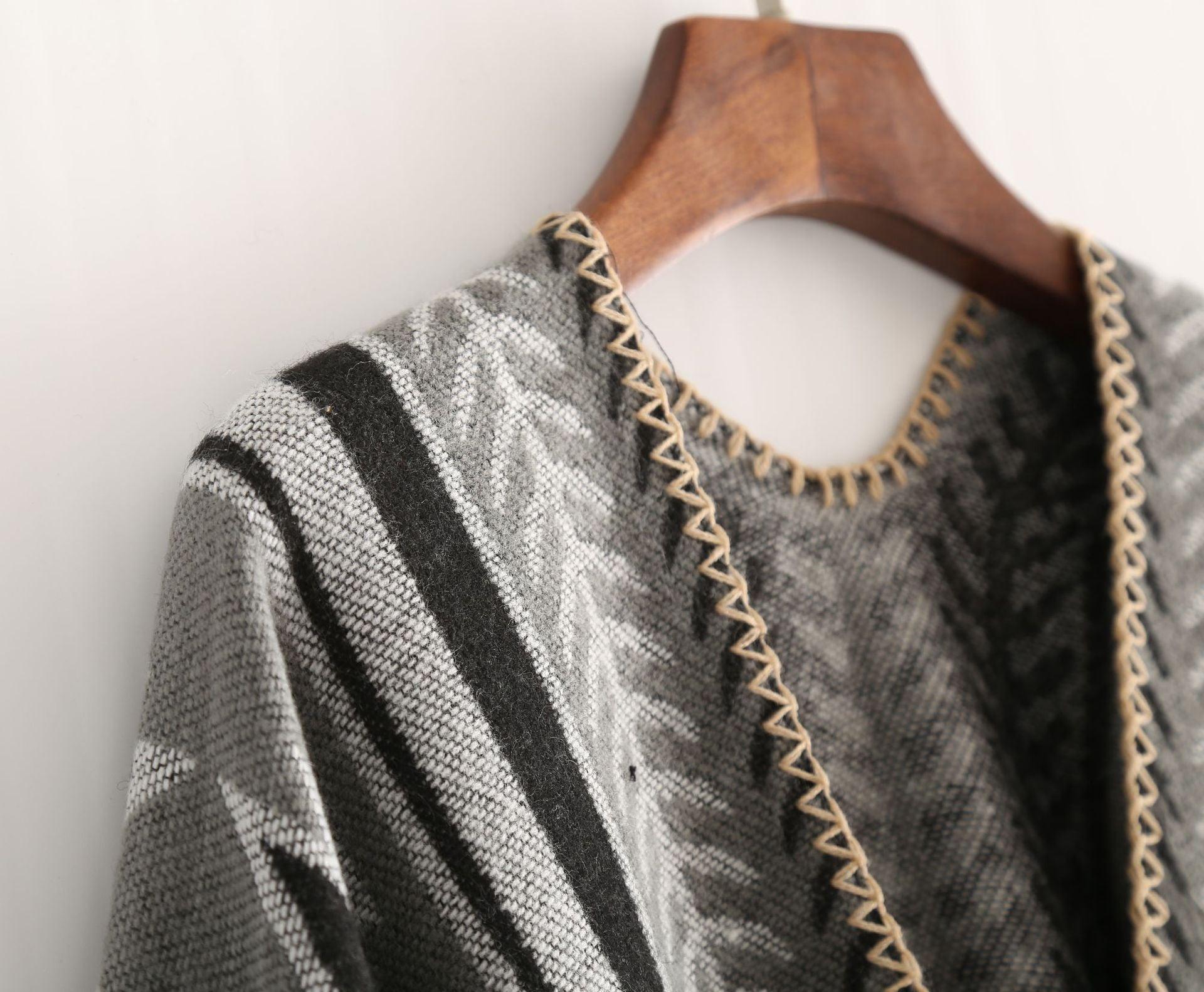 Boho Hooded Coat Cape Poncho Ponchos - The Burner Shop