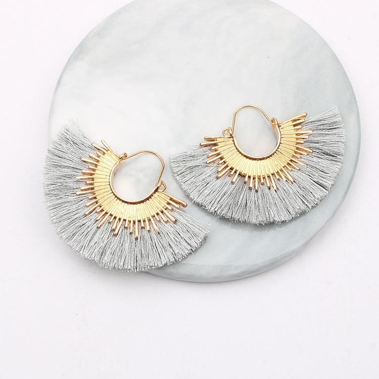 Boho Irregular Round Tassel Earrings Earrings - The Burner Shop