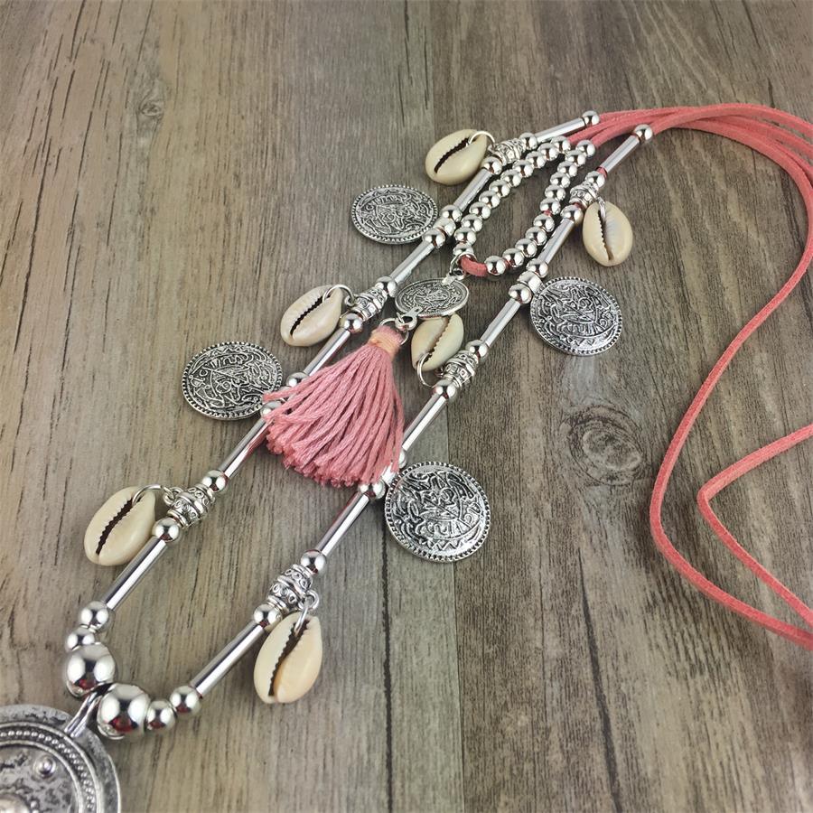 Boho Leather Necklace With Long Tassel Necklaces - The Burner Shop