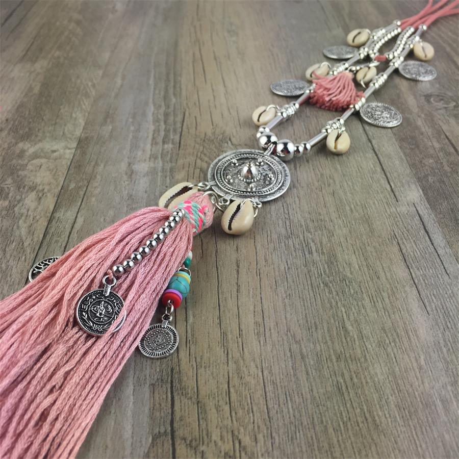 Boho Leather Necklace With Long Tassel Necklaces - The Burner Shop