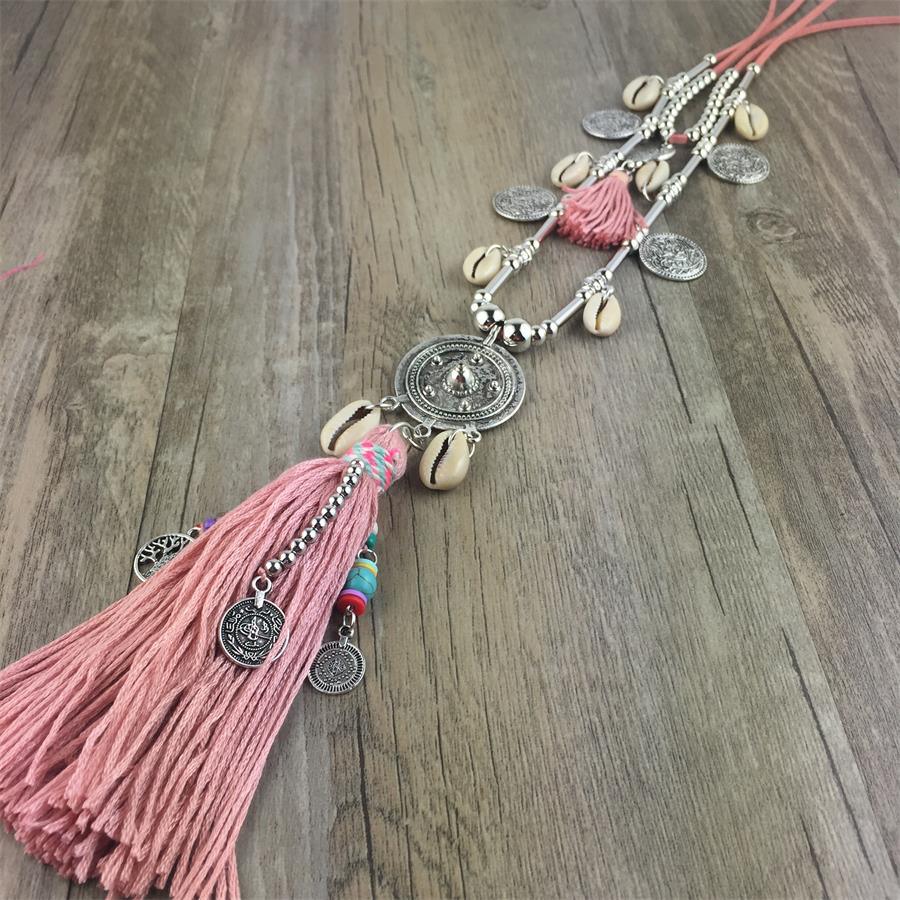 Boho Leather Necklace With Long Tassel Necklaces - The Burner Shop