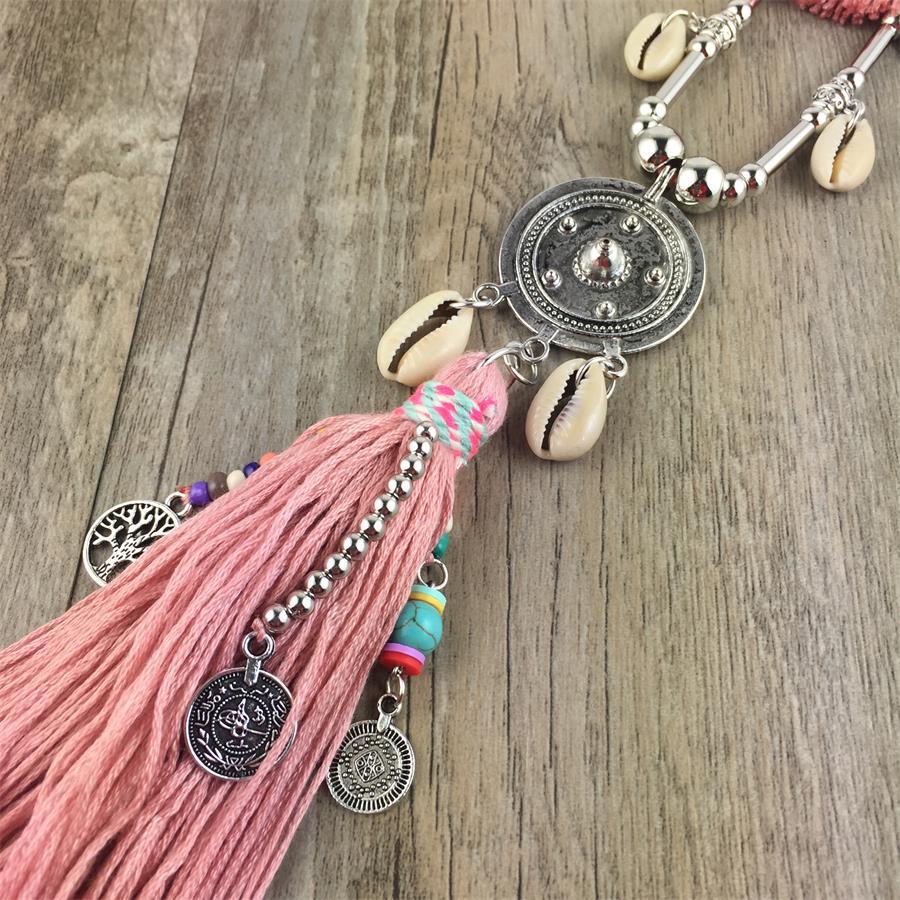 Boho Leather Necklace With Long Tassel Necklaces - The Burner Shop