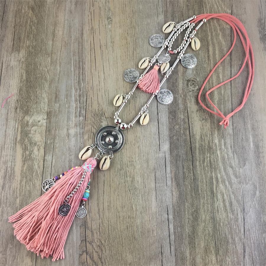 Boho Leather Necklace With Long Tassel Necklaces - The Burner Shop