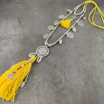 Boho Leather Necklace With Long Tassel Necklaces - The Burner Shop