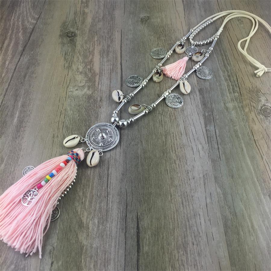 Boho Leather Necklace With Long Tassel Necklaces - The Burner Shop