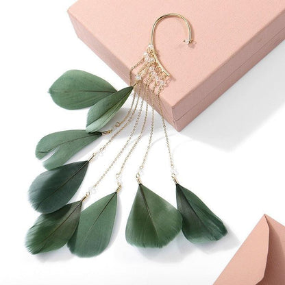 Boho Long Feather Tassel Ear Cuff Ear Cuffs - The Burner Shop