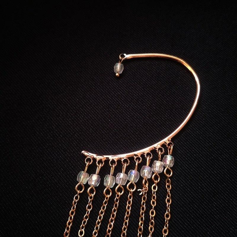 Boho Long Feather Tassel Ear Cuff Ear Cuffs - The Burner Shop