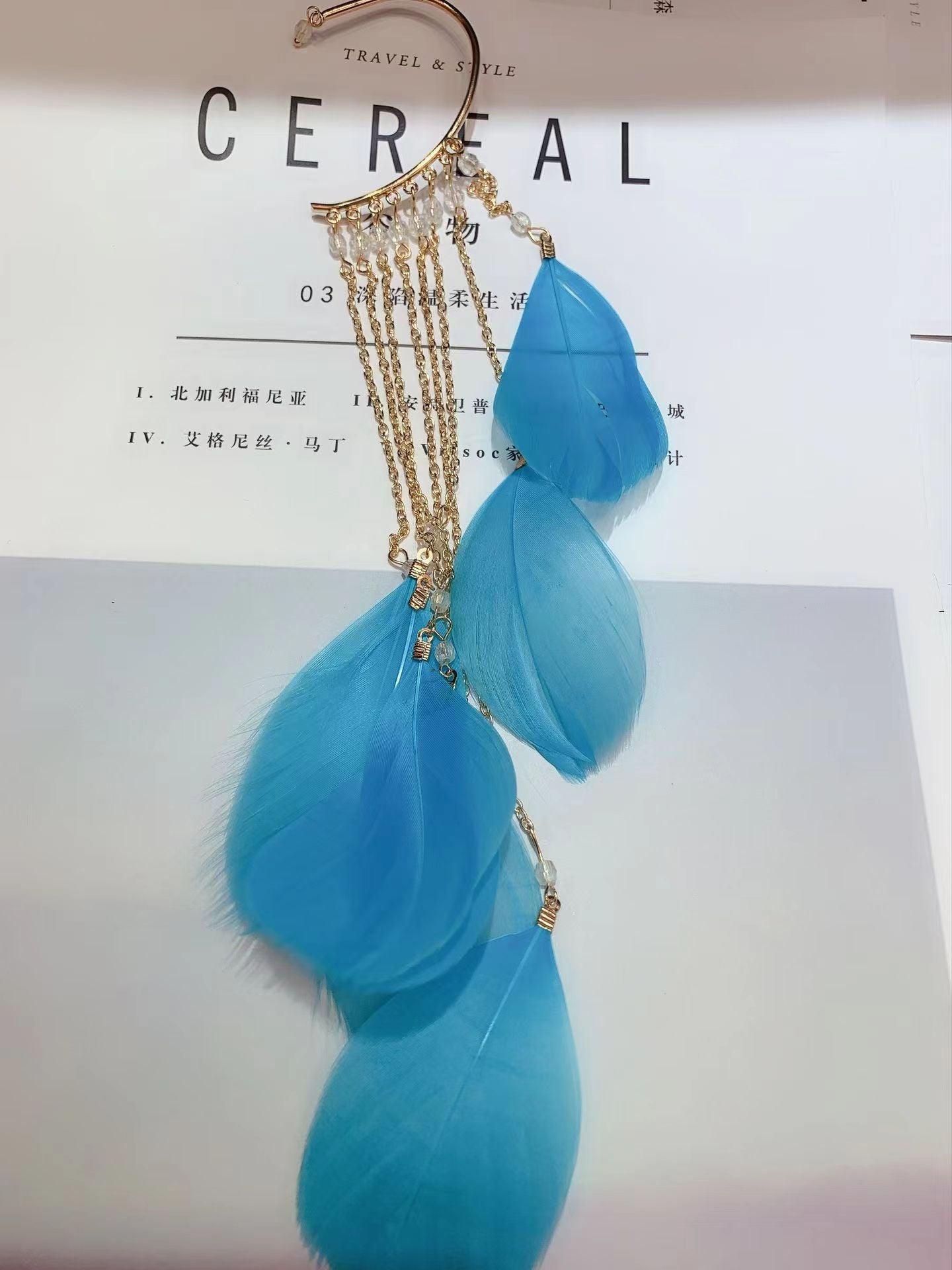Boho Long Feather Tassel Ear Cuff Ear Cuffs - The Burner Shop