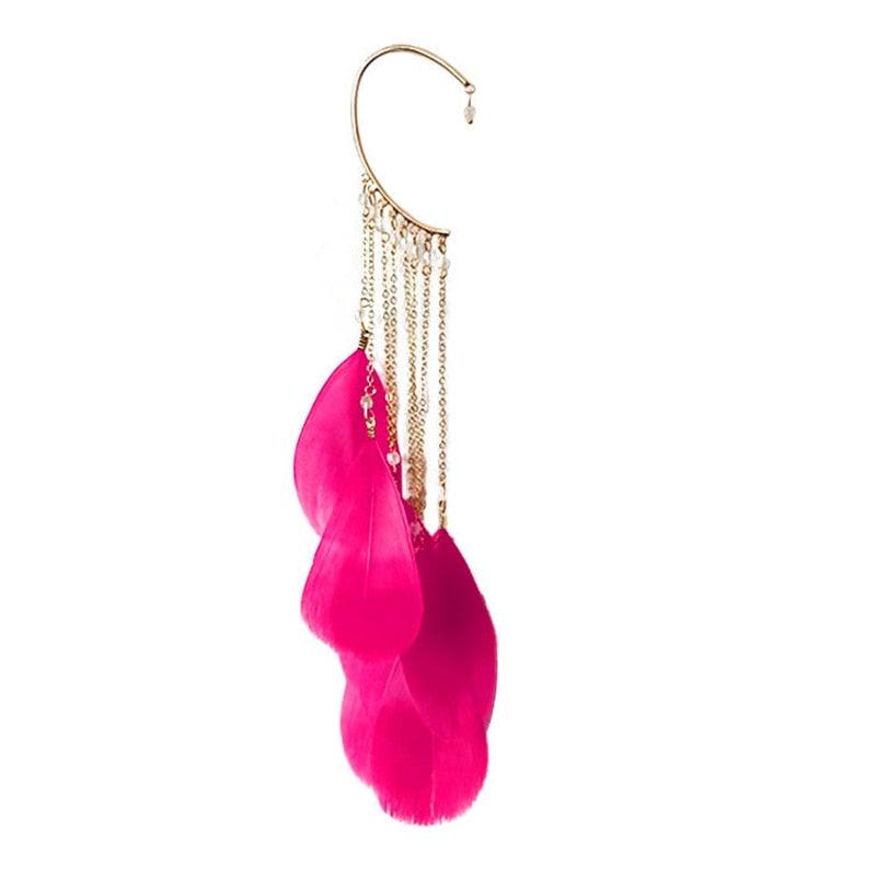 Boho Long Feather Tassel Ear Cuff Ear Cuffs - The Burner Shop