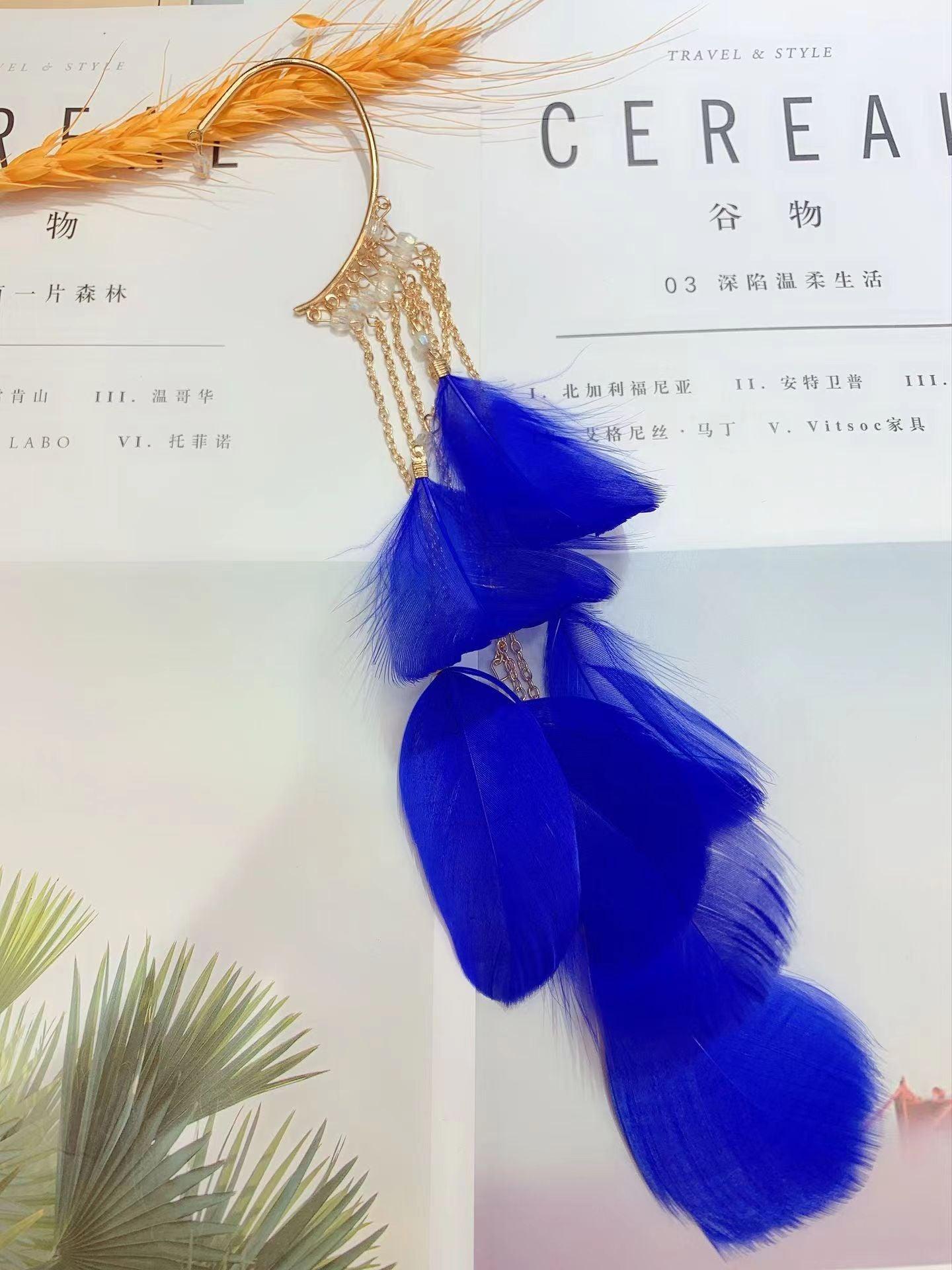 Boho Long Feather Tassel Ear Cuff Ear Cuffs - The Burner Shop