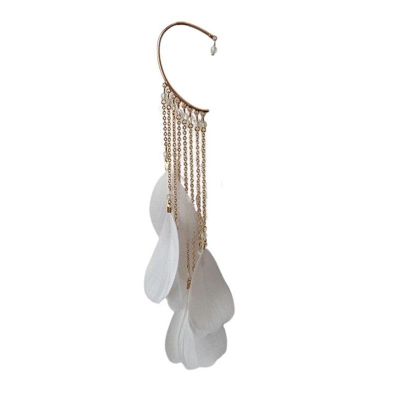 Boho Long Feather Tassel Ear Cuff Ear Cuffs - The Burner Shop