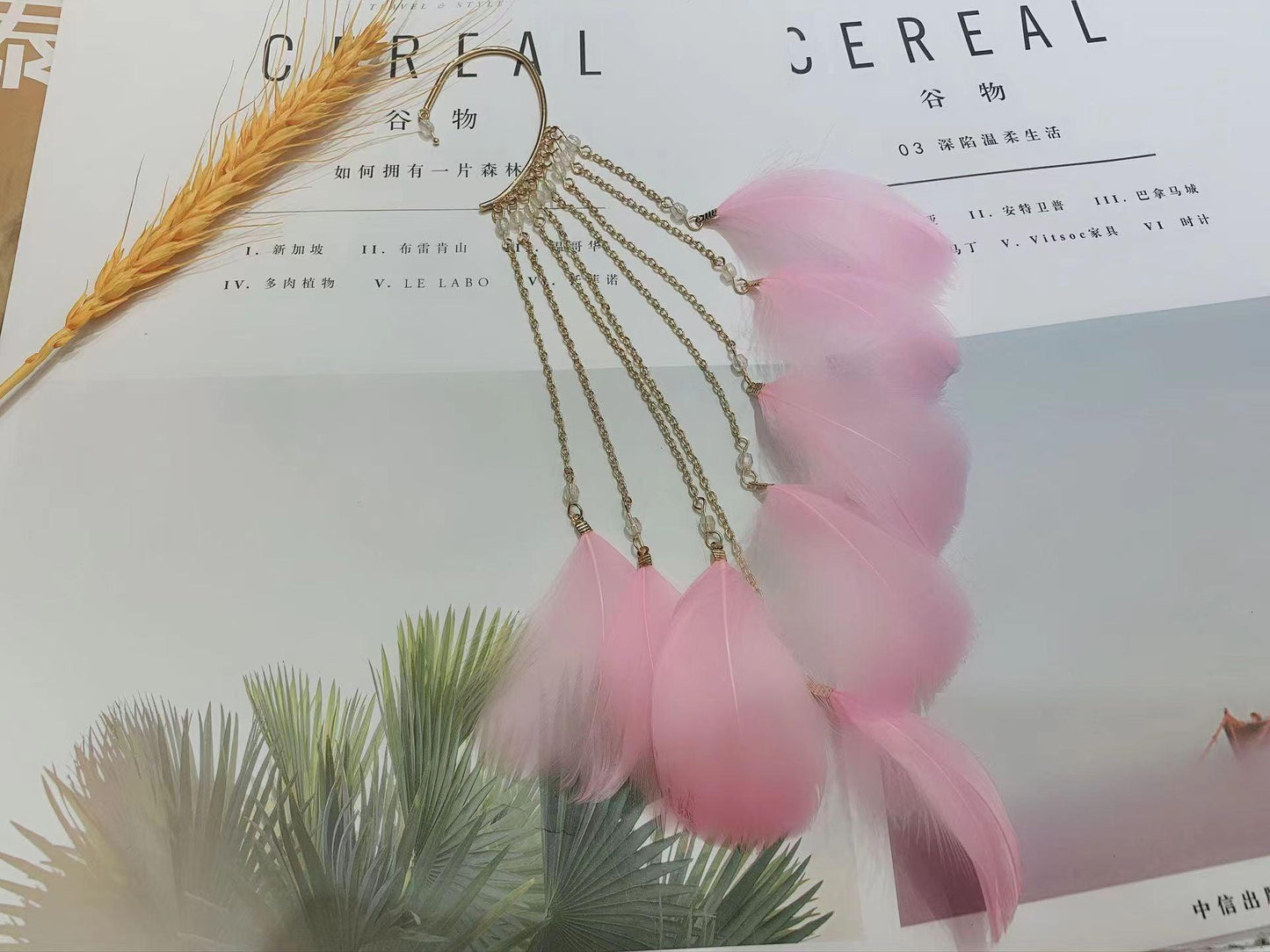 Boho Long Feather Tassel Ear Cuff Ear Cuffs - The Burner Shop