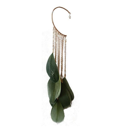 Boho Long Feather Tassel Ear Cuff Ear Cuffs - The Burner Shop