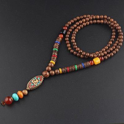Boho Mala Wood Necklace Necklaces - The Burner Shop