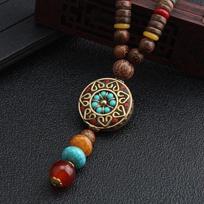 Boho Mala Wood Necklace Necklaces - The Burner Shop