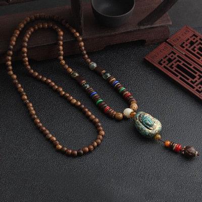 Boho Mala Wood Necklace Necklaces - The Burner Shop