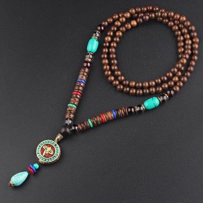 Boho Mala Wood Necklace Necklaces - The Burner Shop