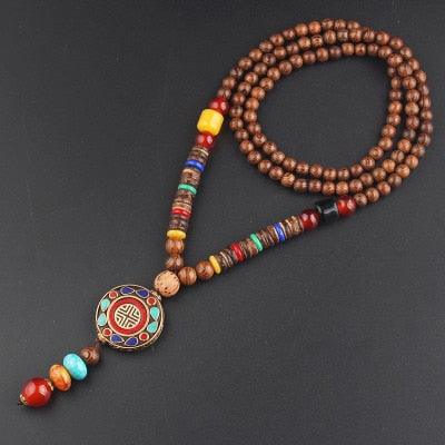 Boho Mala Wood Necklace Necklaces - The Burner Shop