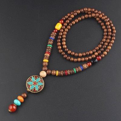 Boho Mala Wood Necklace Necklaces - The Burner Shop