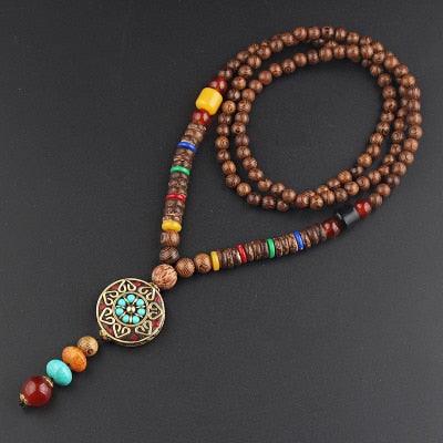 Boho Mala Wood Necklace Necklaces - The Burner Shop