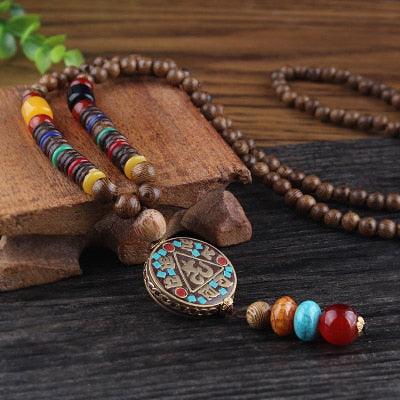 Boho Mala Wood Necklace Necklaces - The Burner Shop