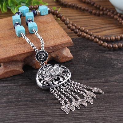 Boho Mala Wood Necklace Necklaces - The Burner Shop