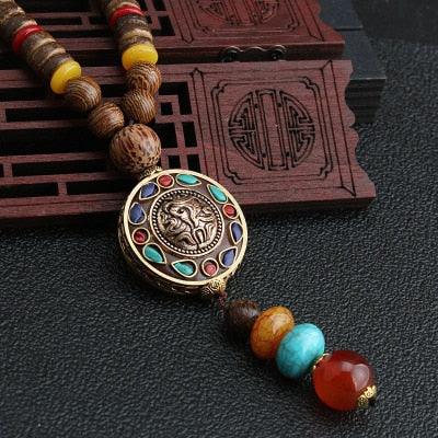 Boho Mala Wood Necklace Necklaces - The Burner Shop