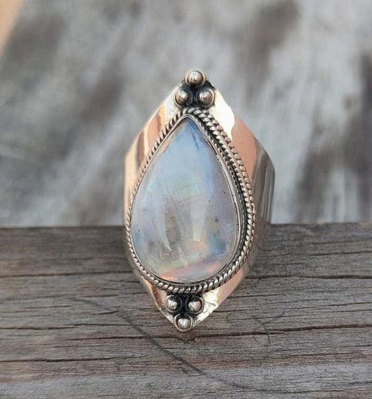 Boho Moonstone Healing Crystal Ring Rings - The Burner Shop