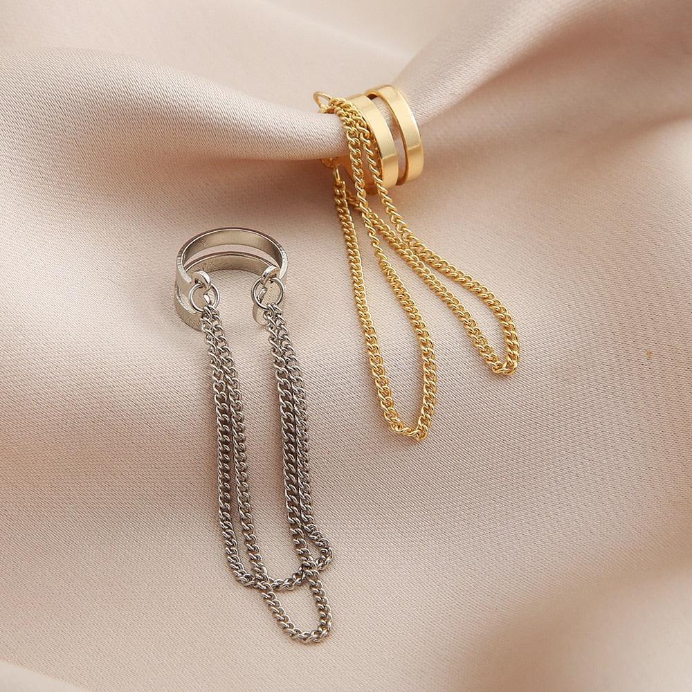 Boho Multilayer Long Tassel Ear Cuff Earrings - The Burner Shop