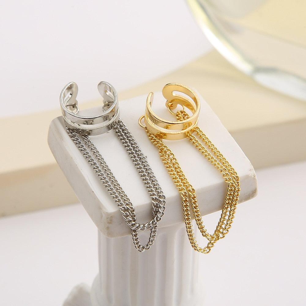 Boho Multilayer Long Tassel Ear Cuff Earrings - The Burner Shop