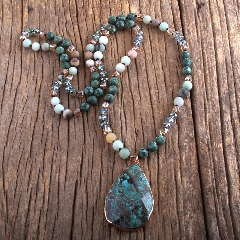 Boho Natural Stone Pendant Necklaces - The Burner Shop
