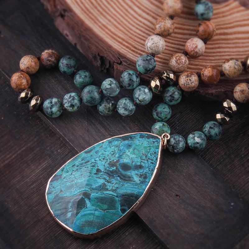 Boho Natural Stone Pendant Necklaces - The Burner Shop
