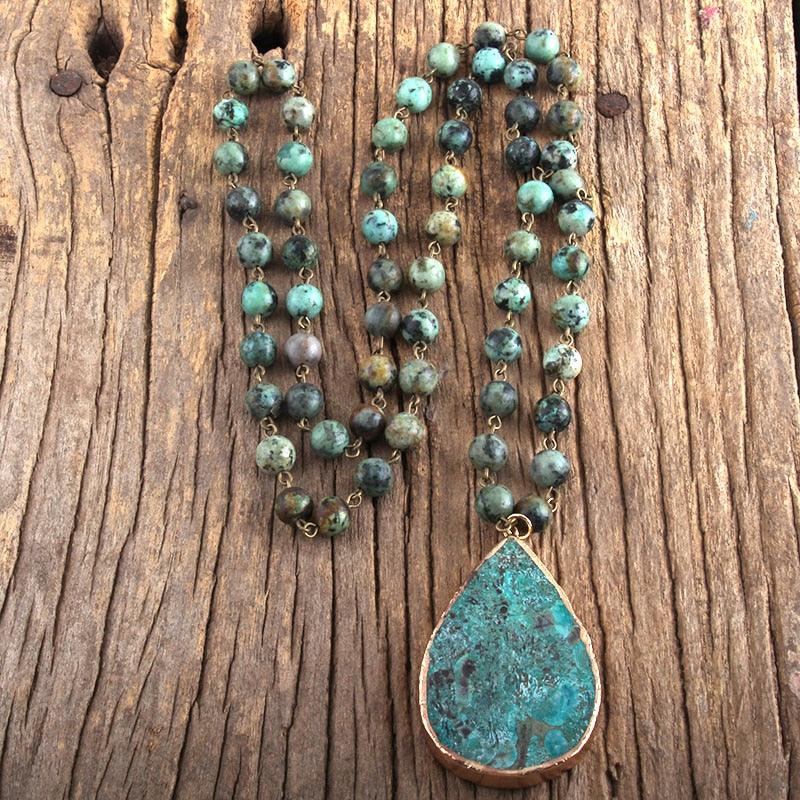 Boho Natural Stone Pendant Necklaces - The Burner Shop