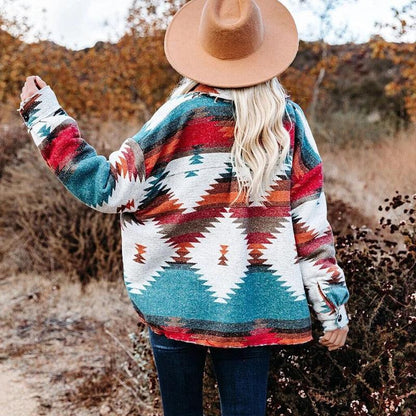 Boho Vintage Denim Print Jacket Jackets - The Burner Shop