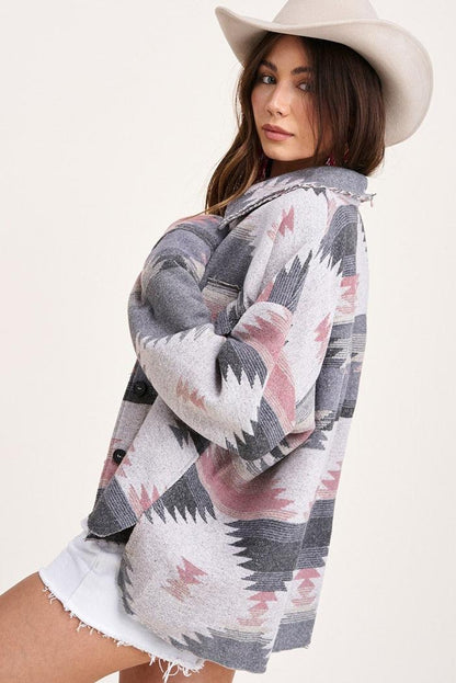 Boho Vintage Denim Print Jacket Jackets - The Burner Shop