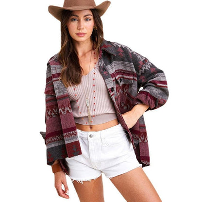 Boho Vintage Denim Print Jacket Jackets - The Burner Shop